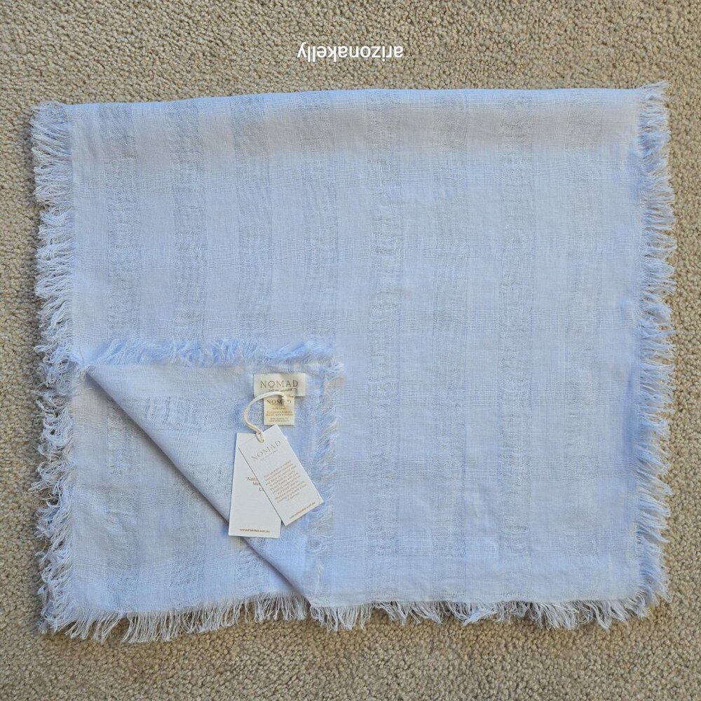 NWT Nomad Linen Scarf Pale Blue Open Weave Eco-Luxe Premium Natural Fabrics